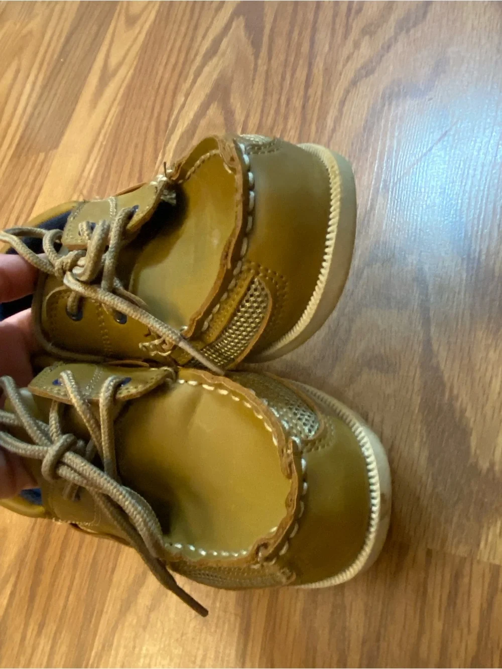 Boys Brown Boat Shoes Lace Up Mesh
